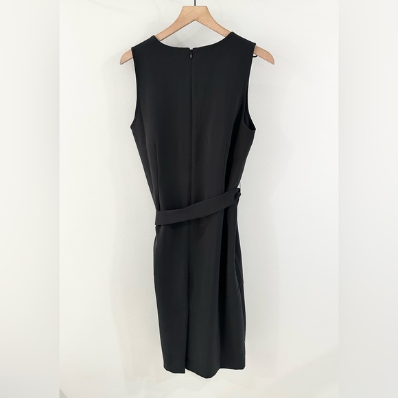 Lost April Belted Split Neck Sheath Dress Black Size Medium - Picture 5 of 5